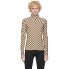 MISBHV Beige Monogram Zip Turtleneck