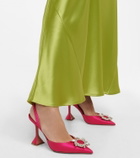 Amina Muaddi - Begum embellished satin slingback pumps