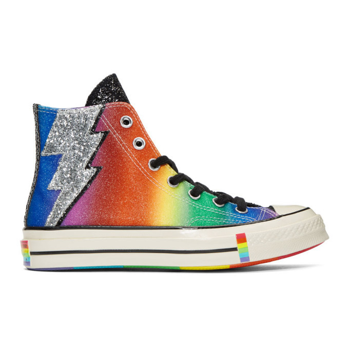 Photo: Converse Black and Multicolor Chuck 70 Pride High Sneakers