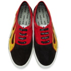 Palm Angels Black and Red Distressed Flame Sneakers