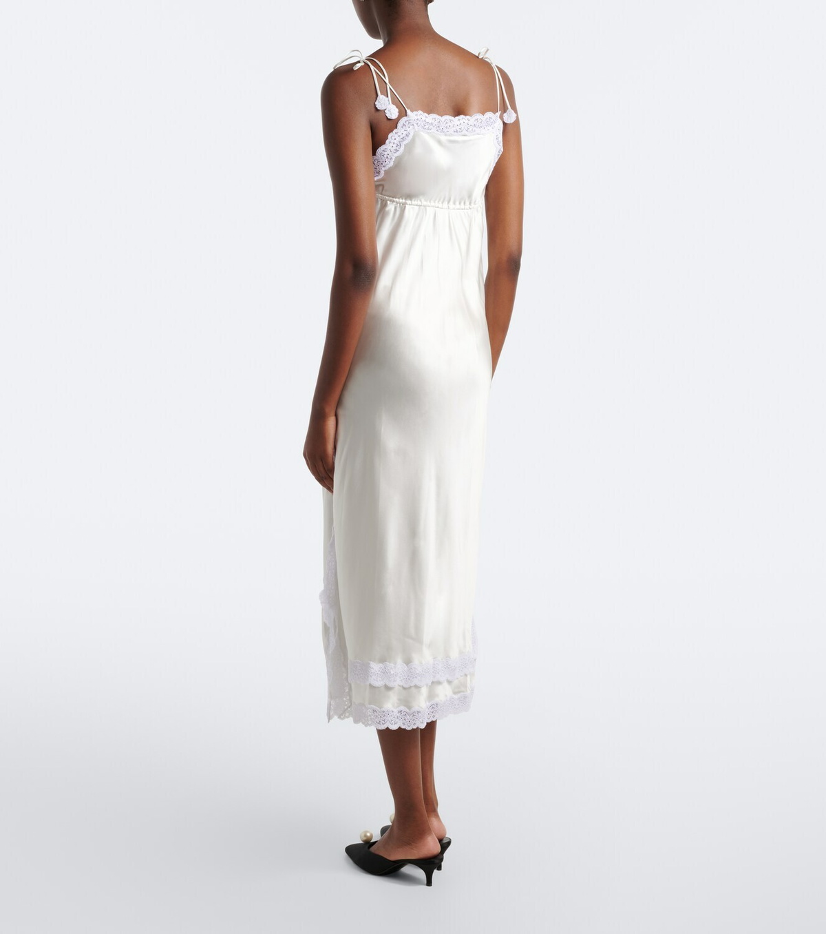 Magda Butrym Lace-trimmed silk satin slip dress