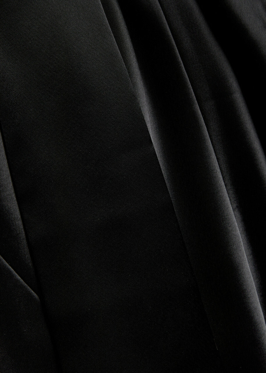 Galvan Pandora Cascading Satin Gown Black