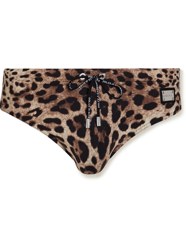 Photo: Dolce & Gabbana - Leopard-Print Swim Briefs - Animal print