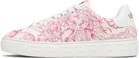 Versace Off-White & Pink Underwater Barocco Greca Sneakers