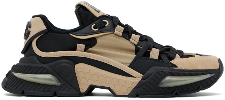 Photo: Dolce&Gabbana Beige & Black Mixed-Material Airmaster Sneakers