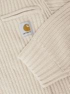 Carhartt WIP - Detroit Logo-Appliquéd Ribbed-Knit Half-Zip Sweater - Neutrals