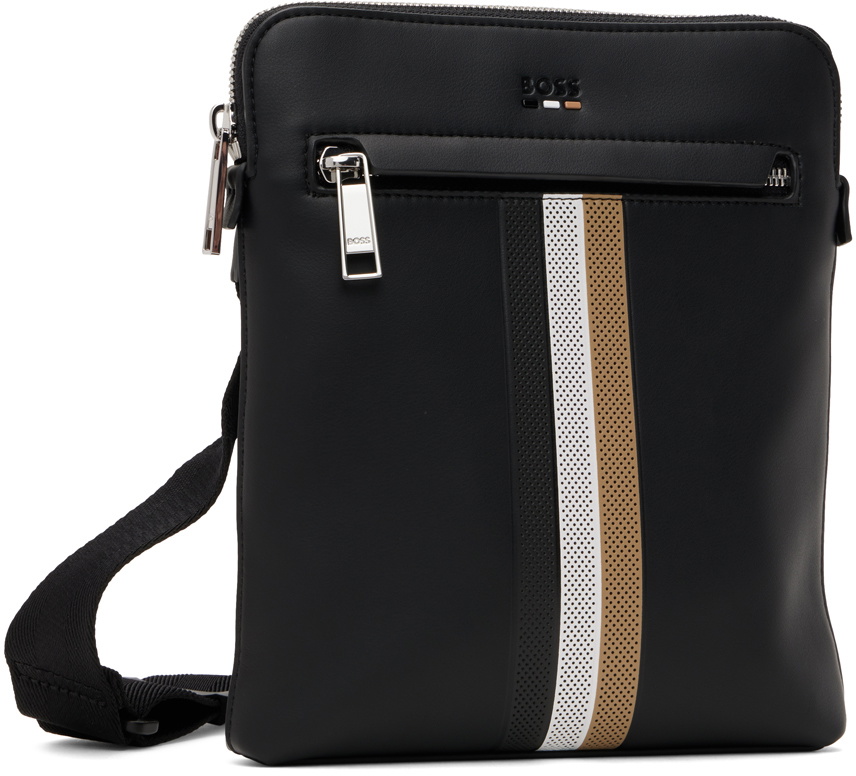 BOSS ボス★ブラック ラージ レザー バッグ BOSS - Faux-leather backpack with signature details - Black