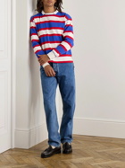 Drake's - Striped Cotton-Jersey T-Shirt - Blue