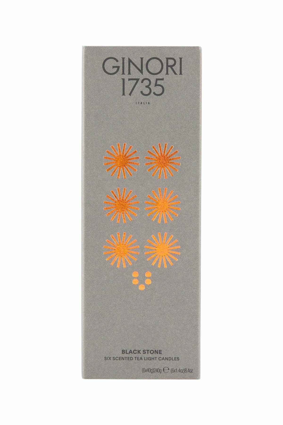 GINORI 1735 black stone scented tea light candles refill 
