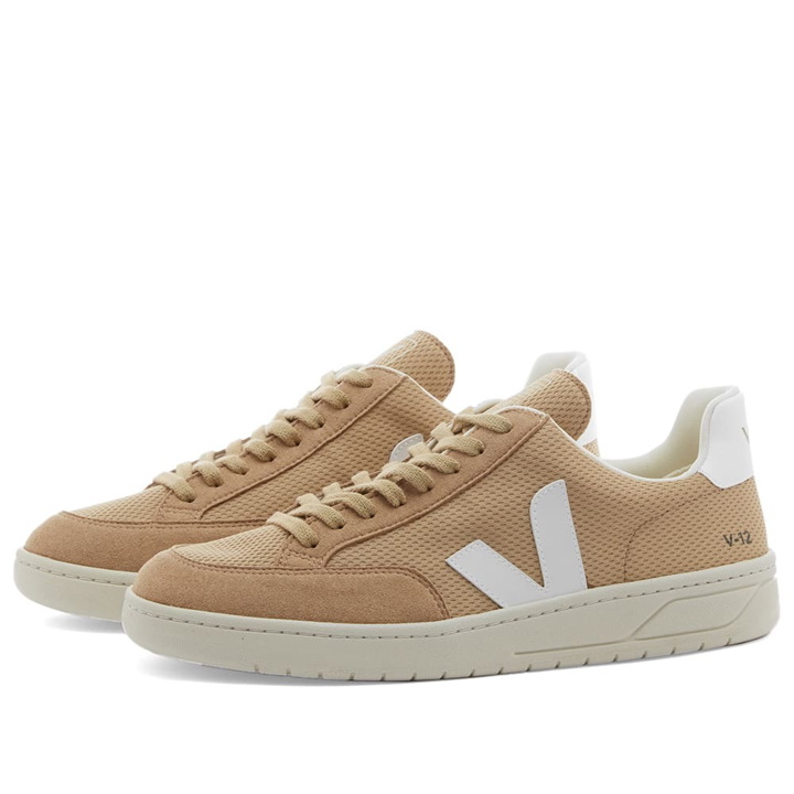 Photo: Veja Men's V-12 Leather Sneakers in Dune/White