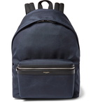 Saint Laurent - City Leather-Trimmed Canvas Backpack - Men - Navy