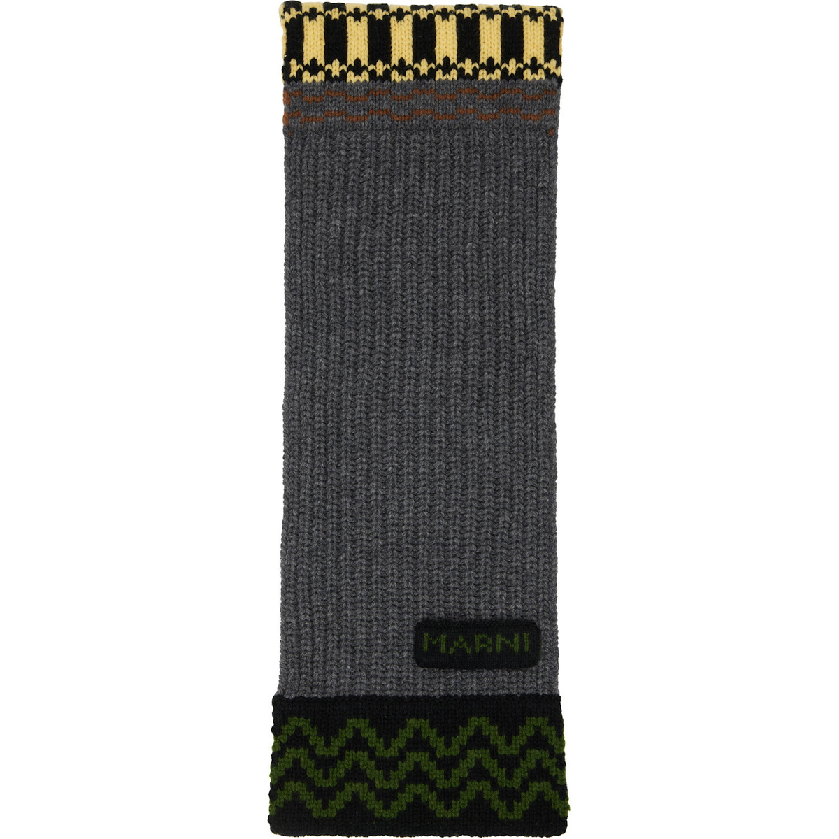 Marni Gray & Yellow Wool Scarf
