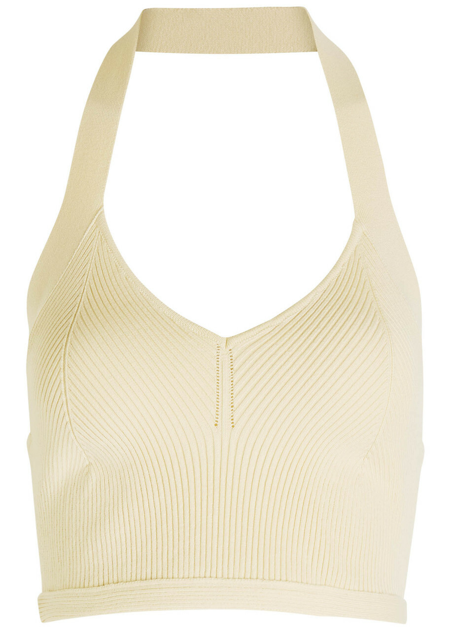 Wardrobe.nyc Ribbed Knit Crop top Cream
