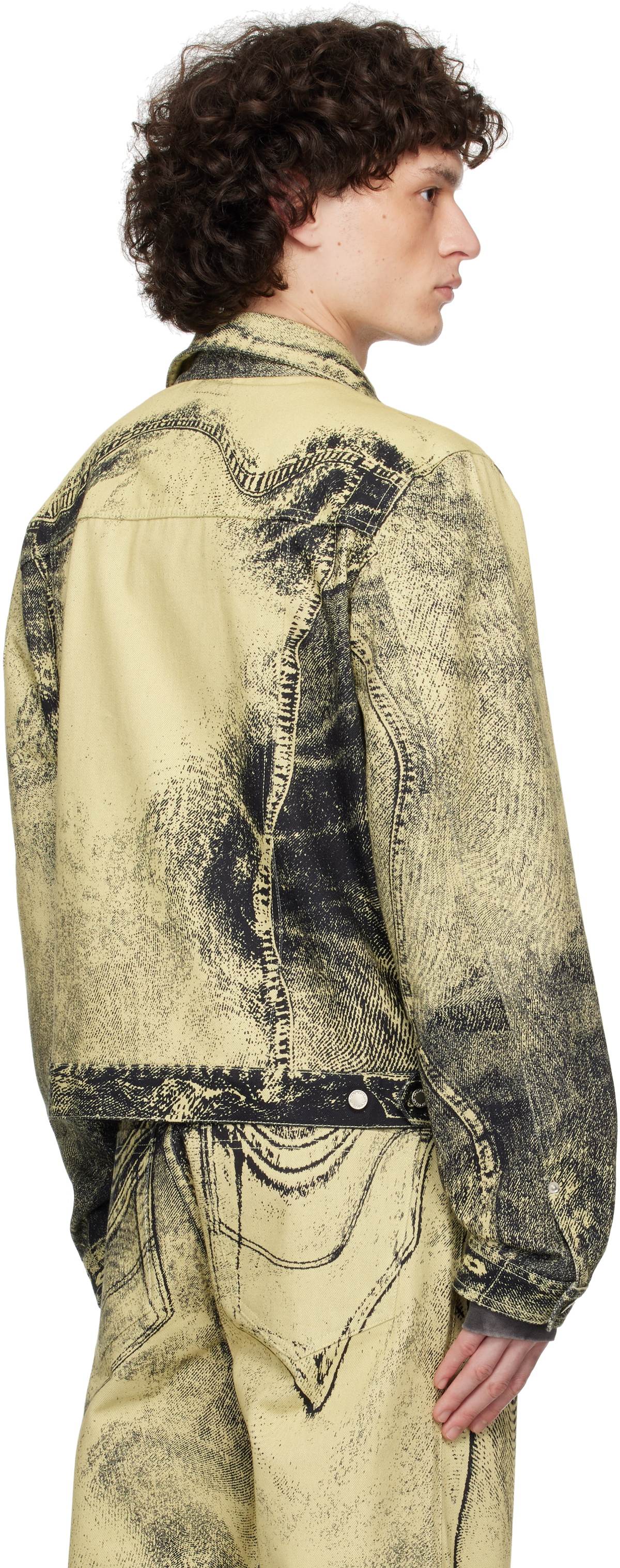 CAMPERLAB Yellow & Black Distorted Print Denim Jacket