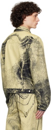 CAMPERLAB Yellow & Black Distorted Print Denim Jacket
