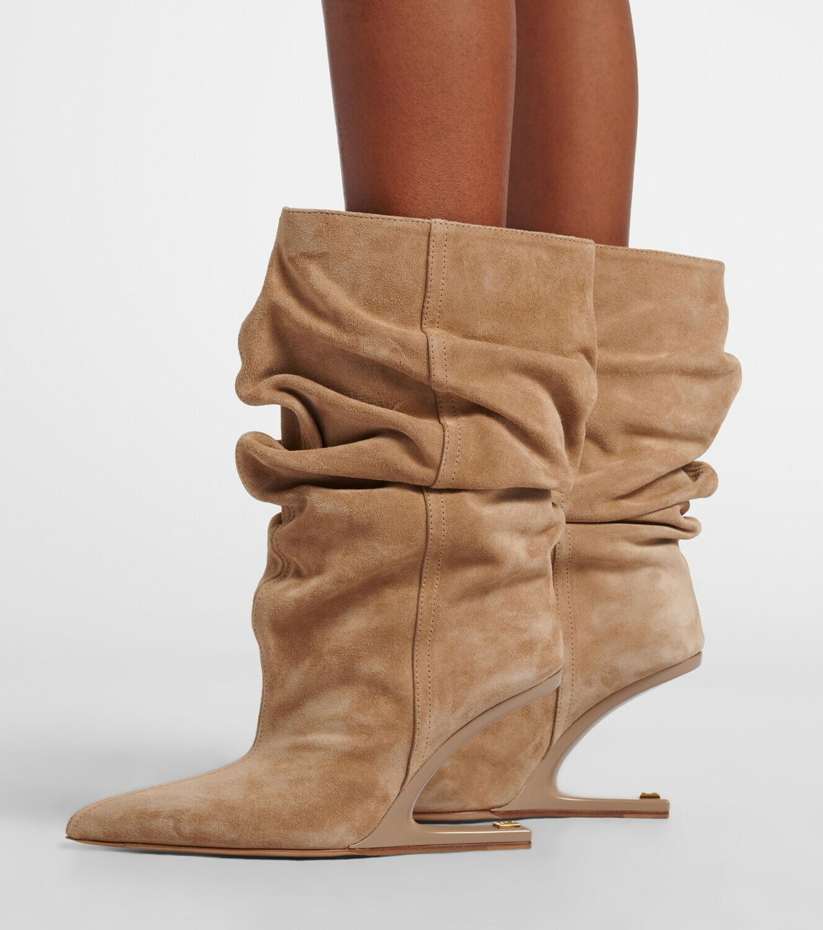Balmain No-Wedge suede ankle boots