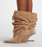 Balmain No-Wedge suede ankle boots
