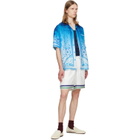 Casablanca Blue Egyptian Rug Camp Collar Short Sleeve Shirt
