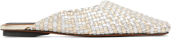 Photo: Stella McCartney Silver & Gold Metallic Woven Slip-on Loafers