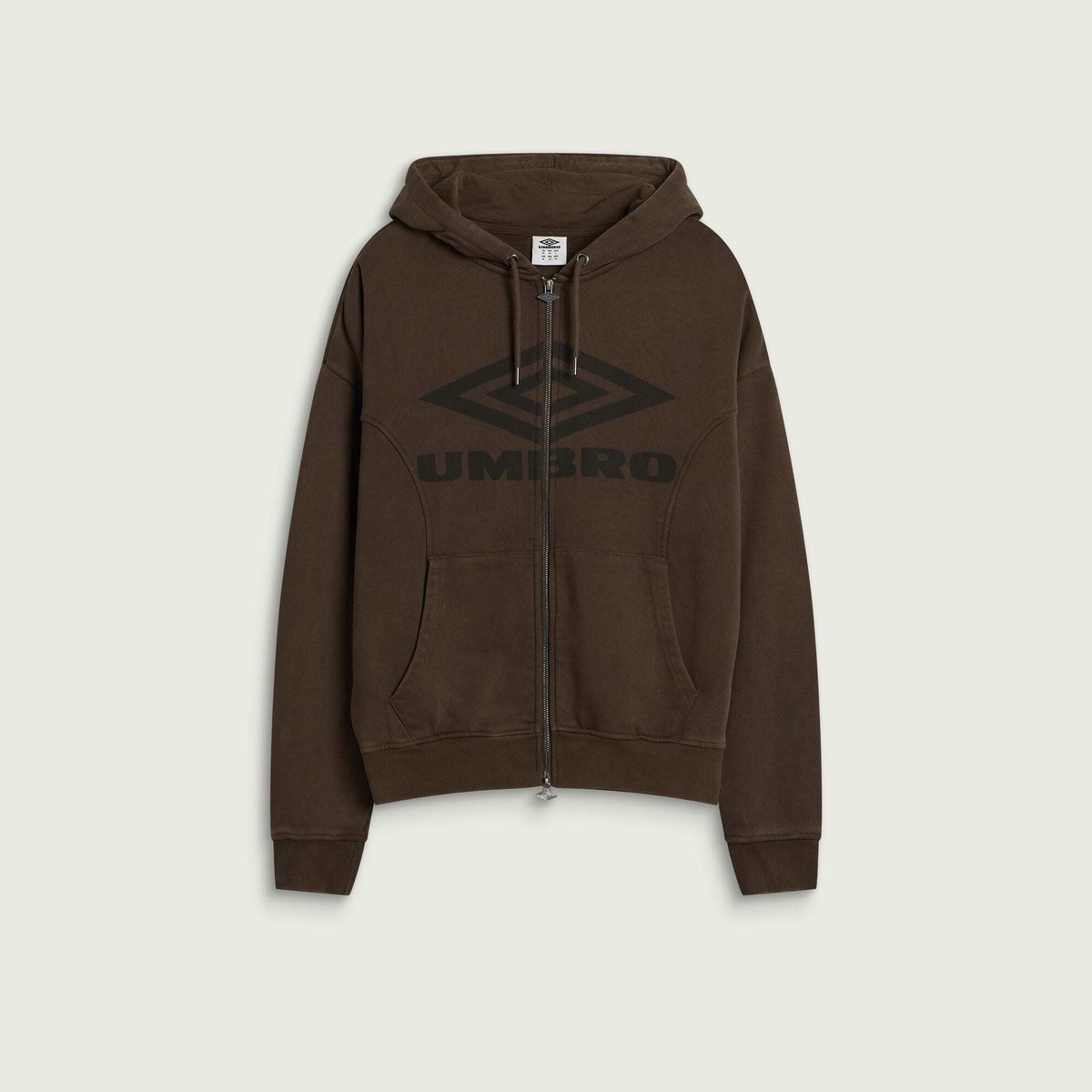 Umbro Men's Washed Zip Through Hoodie in Demitasse/Black