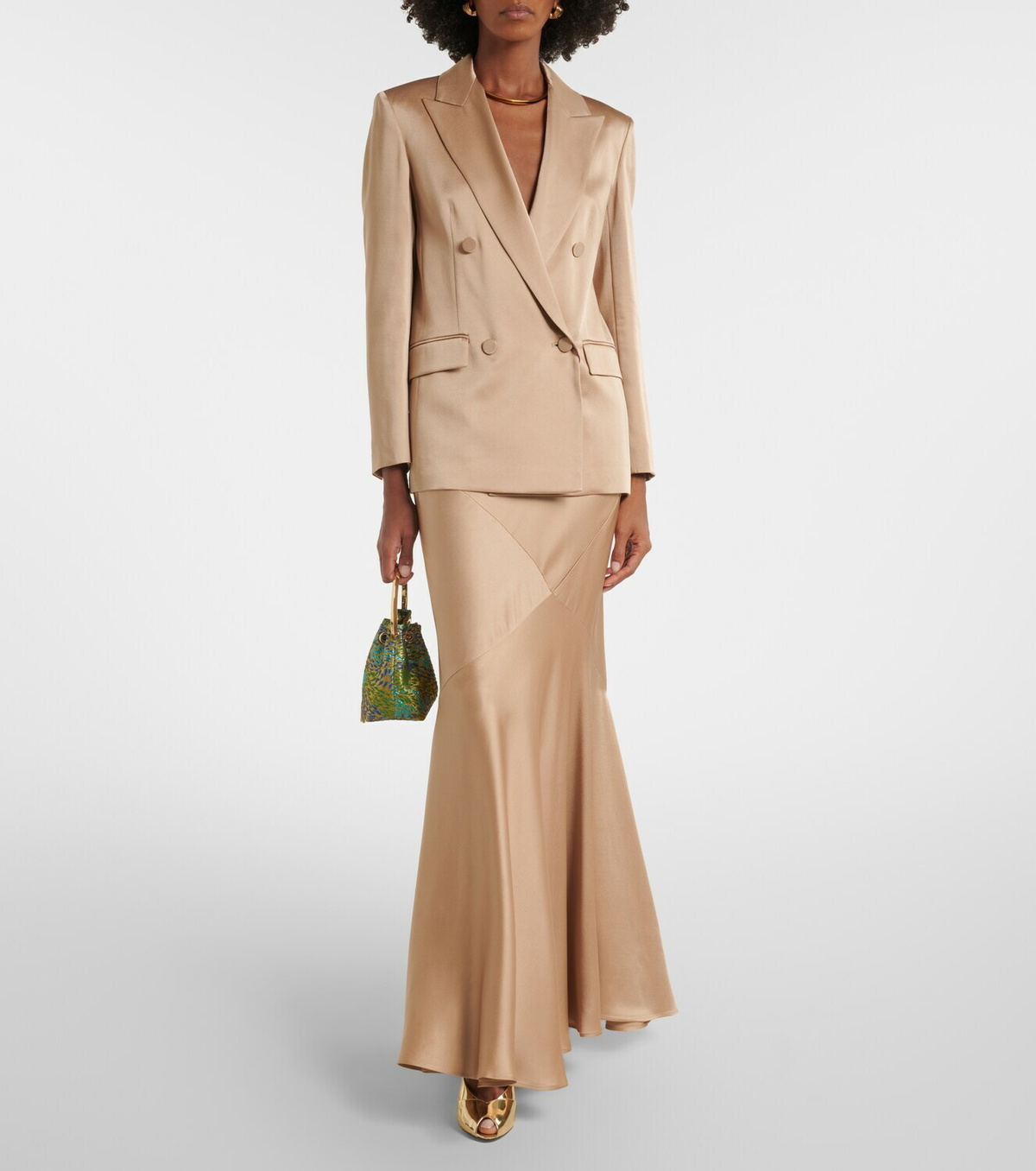 Max Mara Arca double-breasted satin blazer
