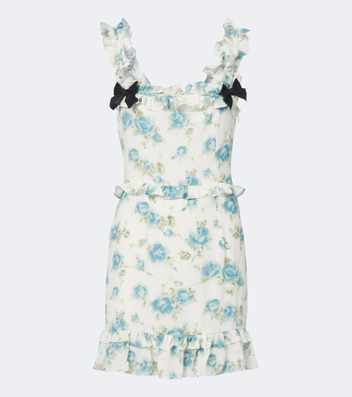 Alessandra Rich Ruffled floral silk crêpe de chine minidress