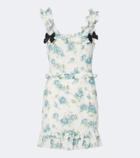 Alessandra Rich Ruffled floral silk crêpe de chine minidress