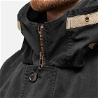 Ten C Men's Garment Dyed Sniper Parka Jacket in Black