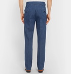 Rubinacci - Manny Tapered Pleated Stretch-Denim Trousers - Men - Blue