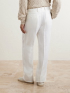 Ralph Lauren Purple label - Straight-Leg Pleated Herringbone Linen Trousers - White