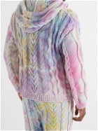 Camp High - Aura Tie-Dyed Cable-Knit Cotton-Blend Hoodie - Purple