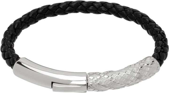 Photo: Burberry Silver & Black Check Leather Bracelet