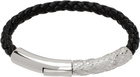 Burberry Silver & Black Check Leather Bracelet