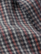 Johnstons of Elgin - Reversible Fringed Houndstooth and Striped Cashmere Scarf