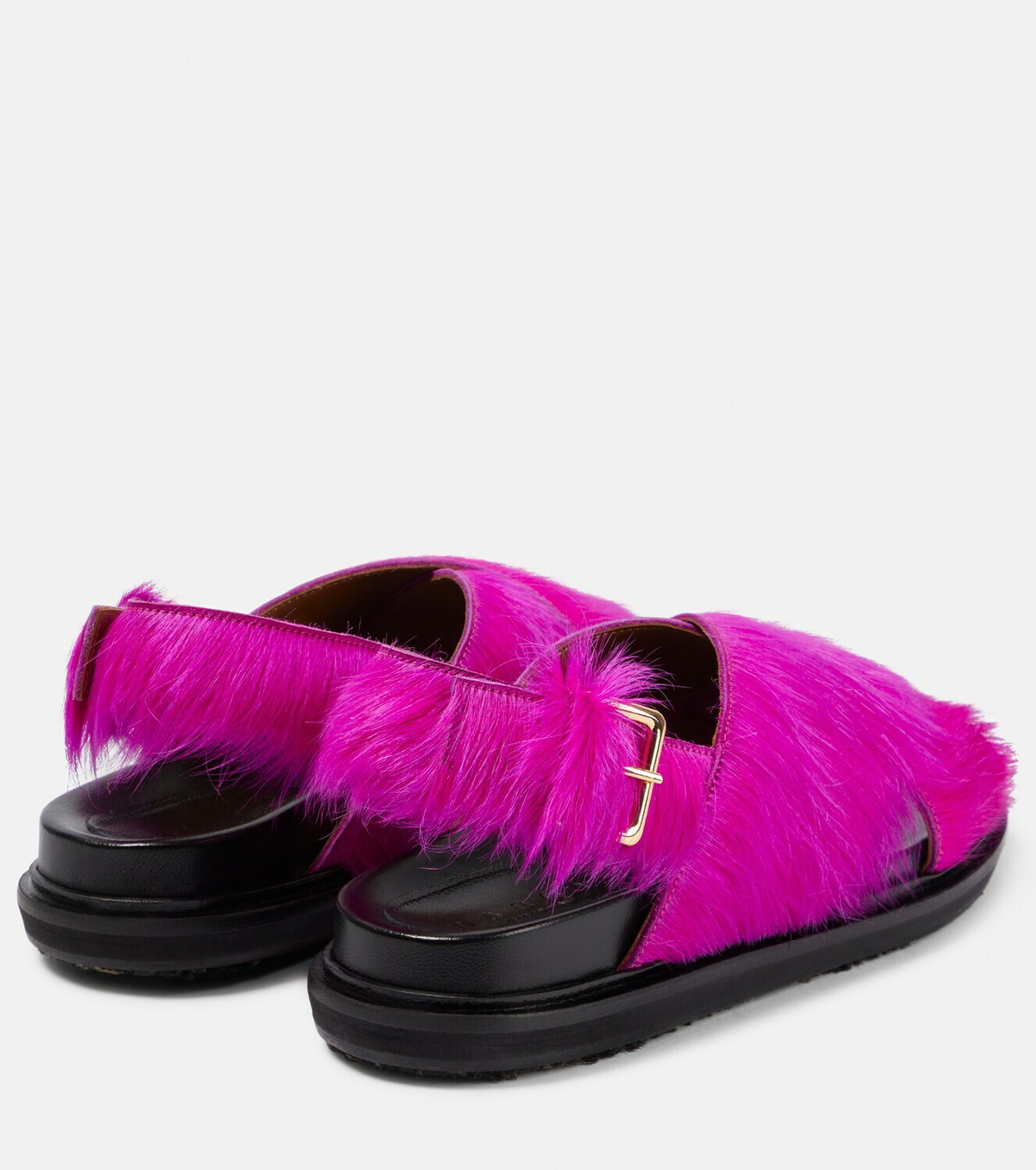 サンダル MARNI Fuchsia Calf Hair Fussbett Slippers Fussbett calf hair sandals in pink - Marni | Mytheresa