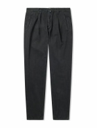Incotex - Incotex Blue Division Straight-Leg Pleated Cotton and Cashmere-Blend Twill Trousers - Black