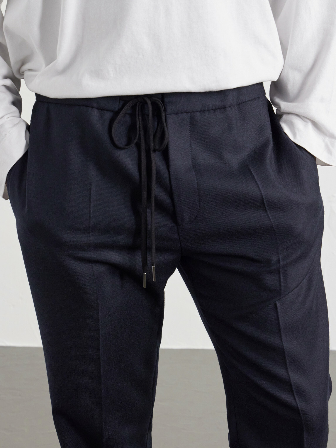 Maison Margiela - Straight-Leg Virgin Wool Drawstring Trousers - Blue