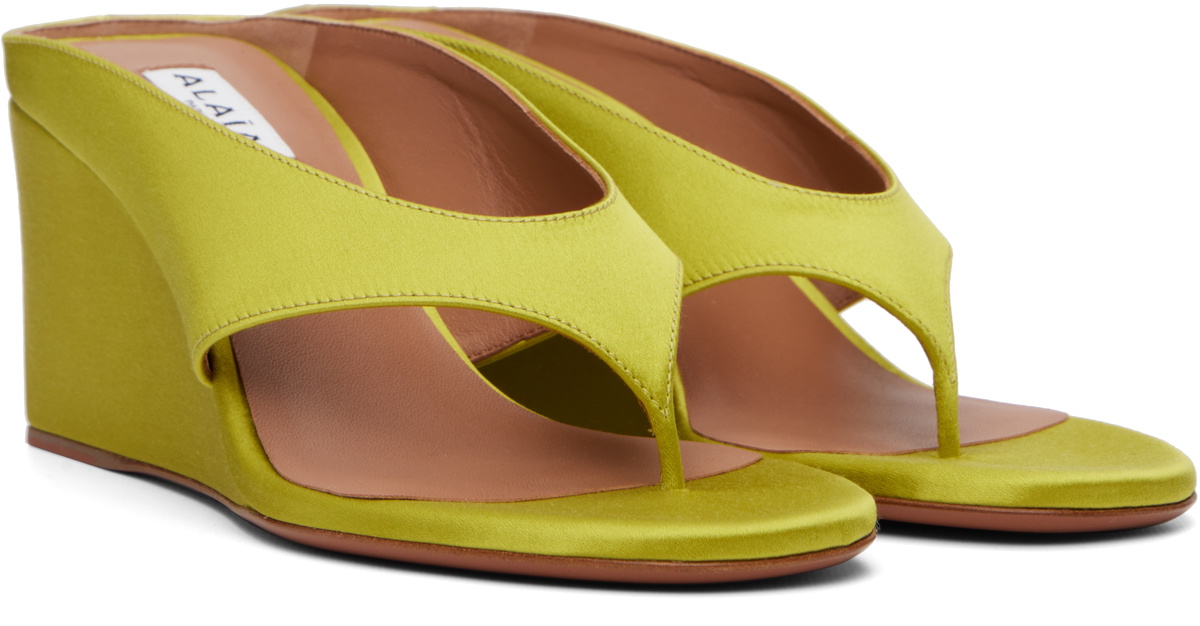 ALAÏA Green Cube Thong Mule Sandals