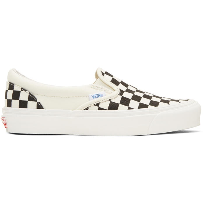 Photo: Vans Black and White Checkerboard OG Classic LX Slip-On Sneakers