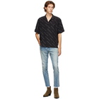 Saint Laurent Black Diagonal Stripe Short Sleeve Shirt