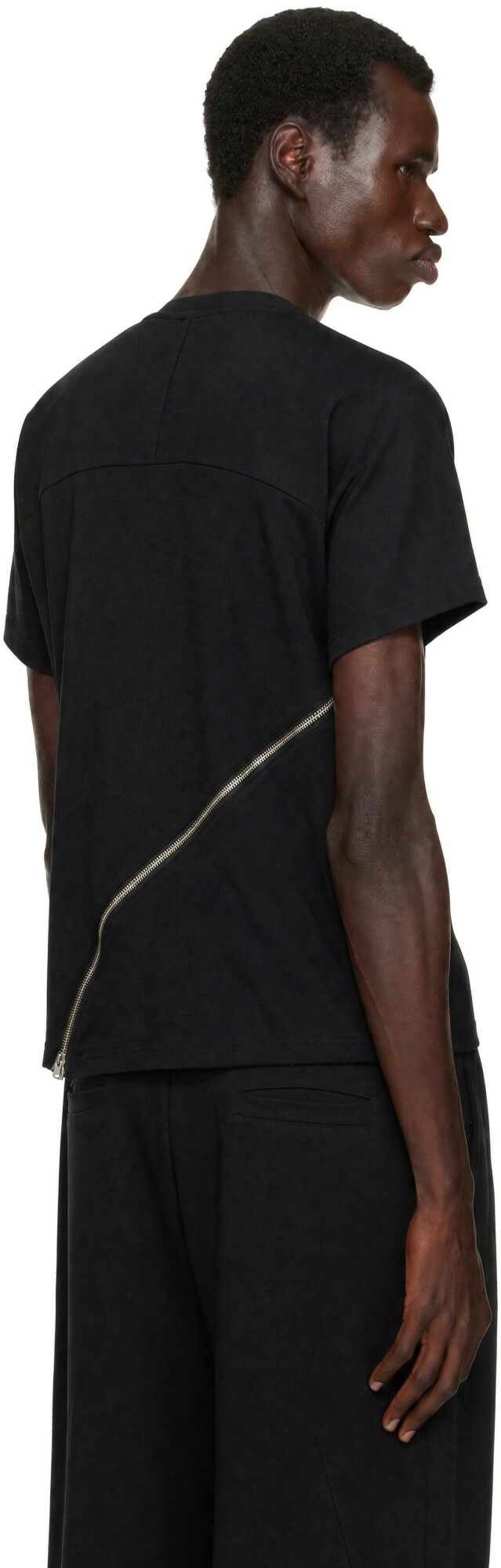 HELIOT EMIL Black Sequence Zip T-shirt