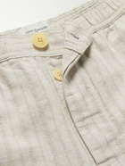 Oliver Spencer - Osborne Straight-Leg Striped Linen and Cotton-Blend Shorts - Neutrals