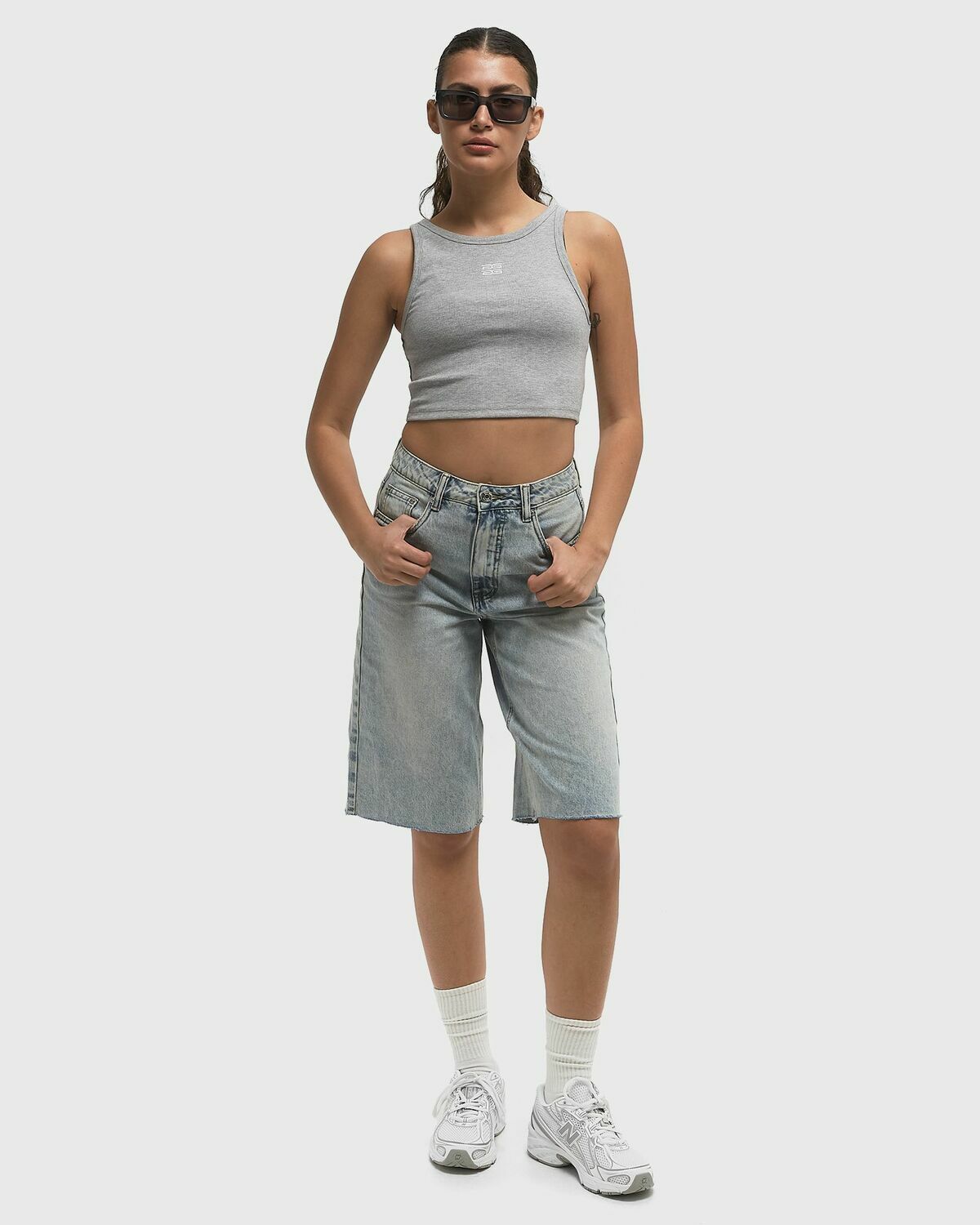Gestuz GZdrew mel logo crop top Grey Womens Tops & Tank