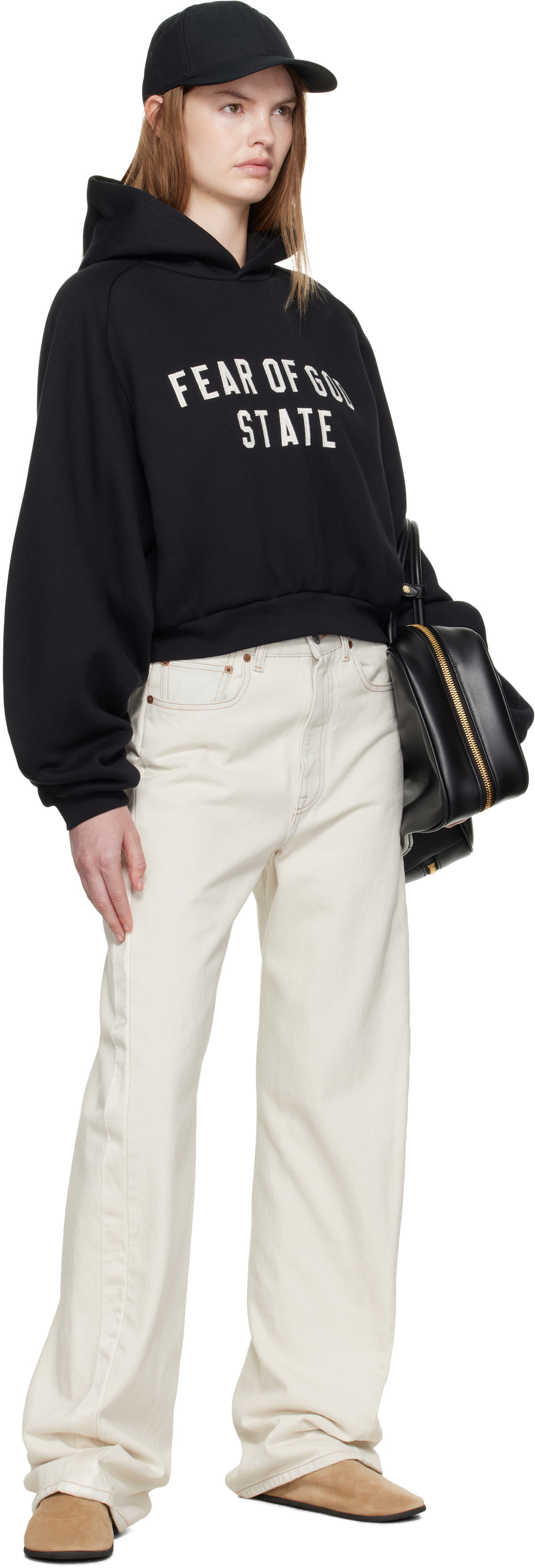 Fear of God ESSENTIALS Black Fleece Raglan Hoodie