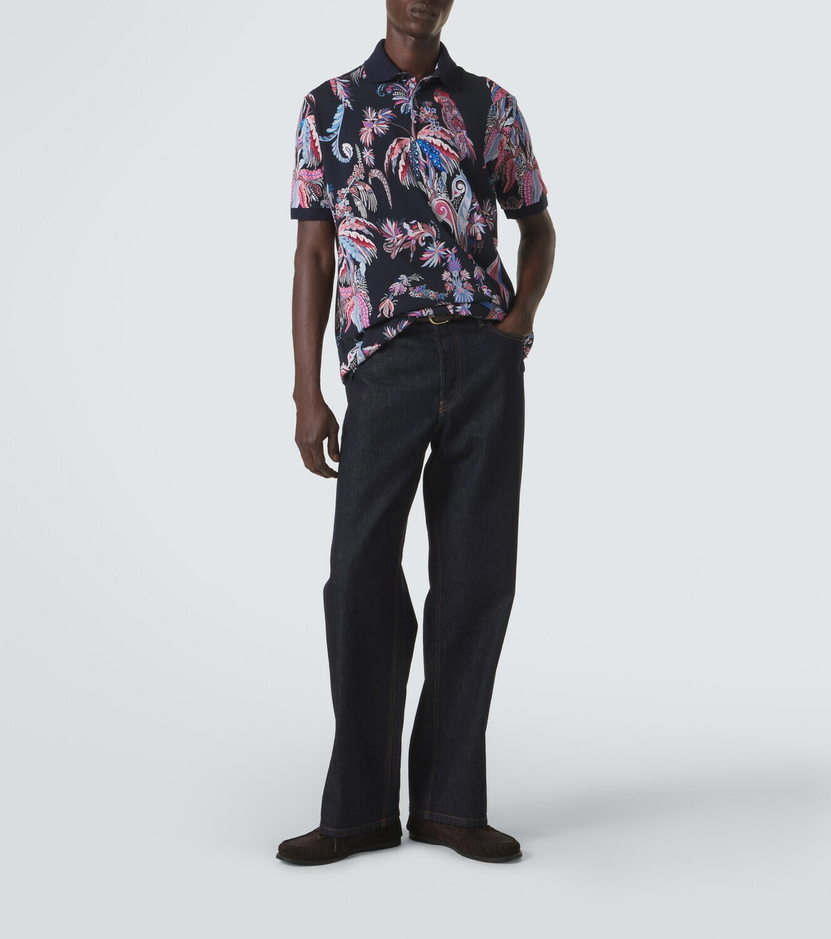 Etro Printed cotton piqué polo shirt