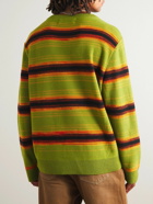 The Elder Statesman - Inner City Arts Striped Merino Wool and Cashmere-Blend Sweater - Green