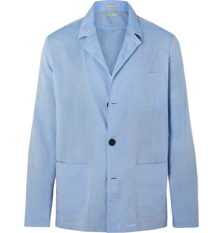 Photo: Massimo Alba - Camp-Collar Cotton Shirt Jacket - Blue