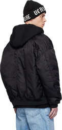 Versace Jeans Couture Black Logo Down Bomber Jacket