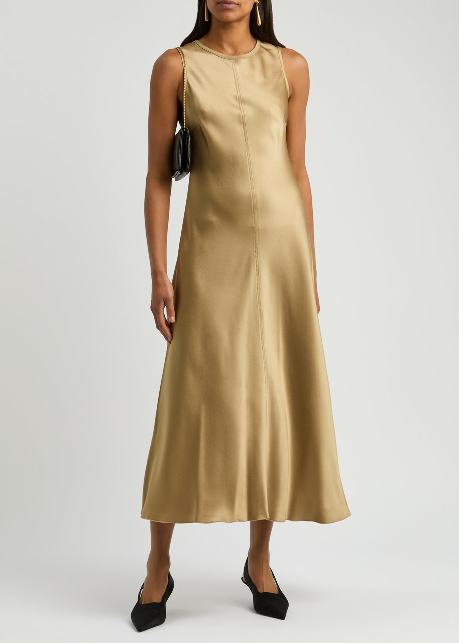 Forte_forte Satin Midi Dress Beige