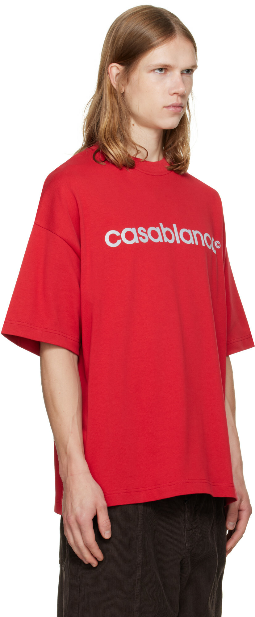 Casablanca Red Reflective Logo Oversized T-shirt